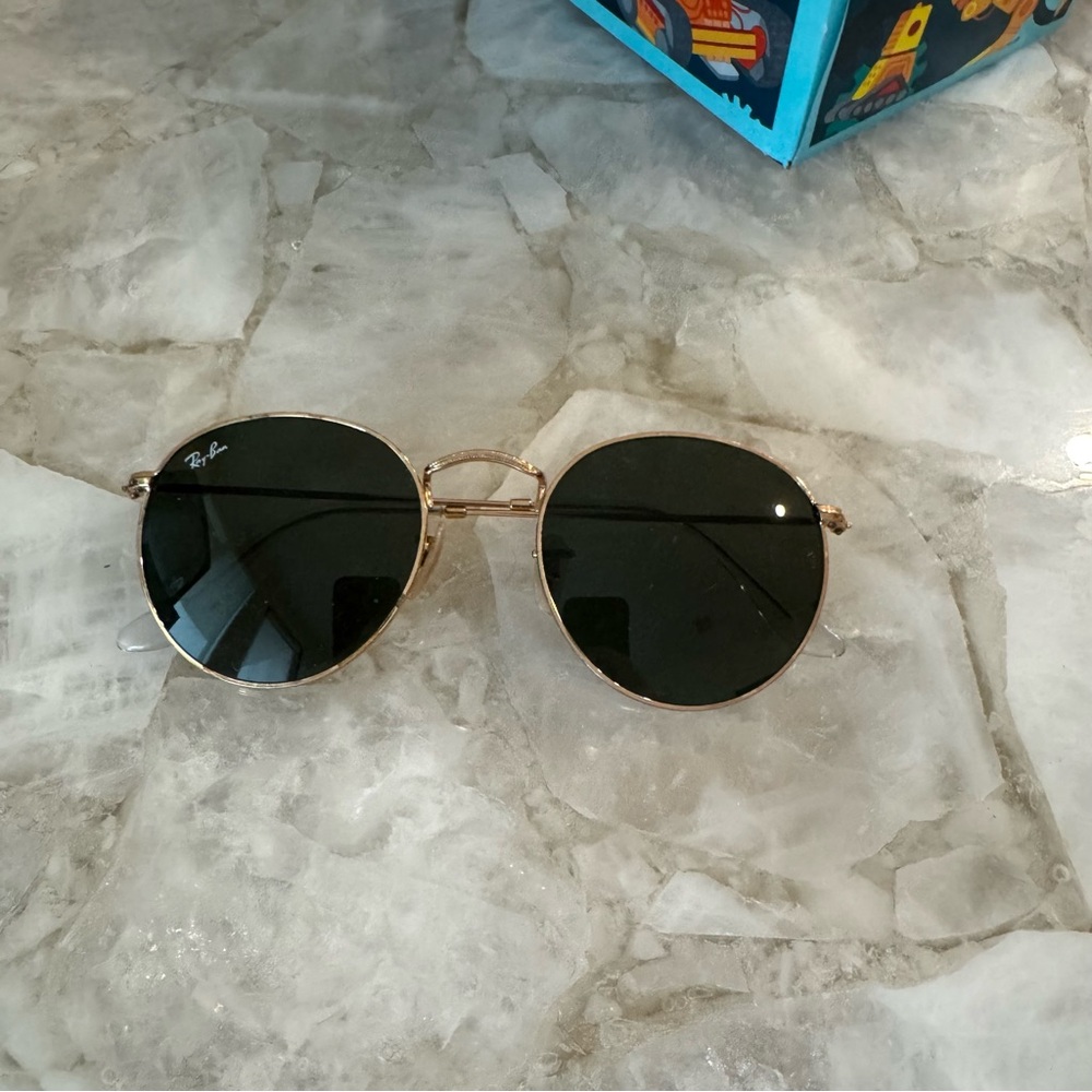 Ray-Ban Gold Frame Sunglasses with Black Lenses